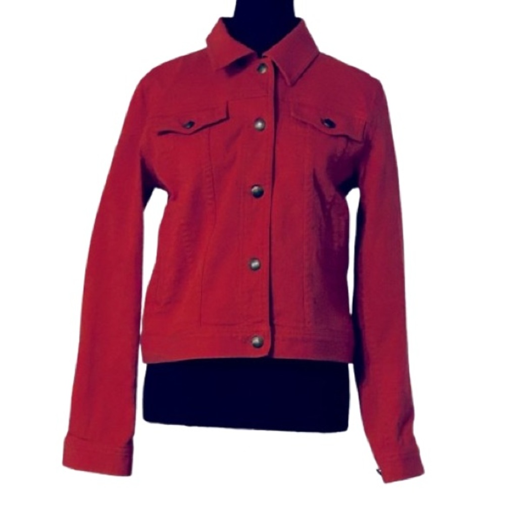 Vintage Ralph Lauren Denim Jean Jacket Red Small Cotton Blend Boho Designer